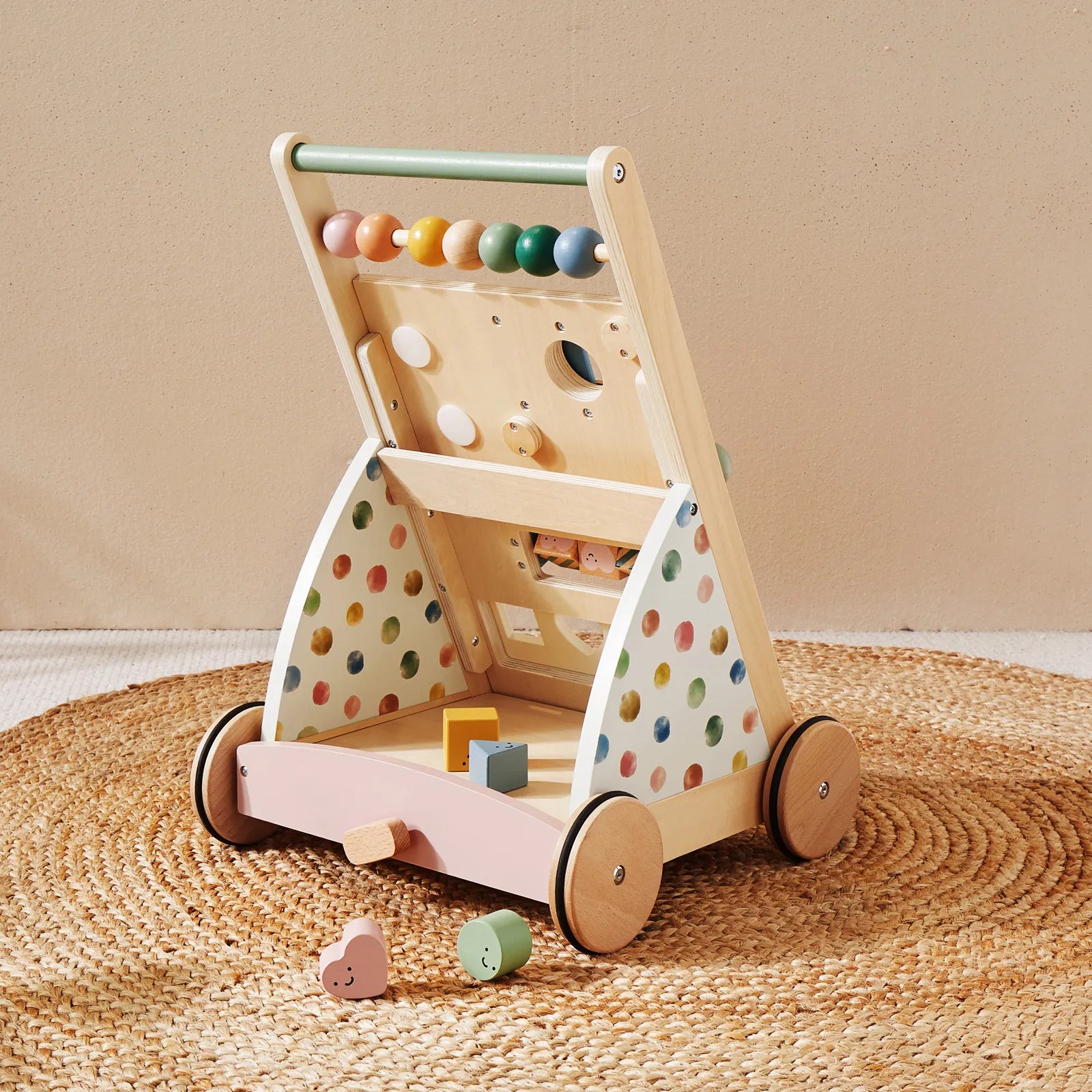 Tiny Land® Versatile Natural Wooden Baby Walker