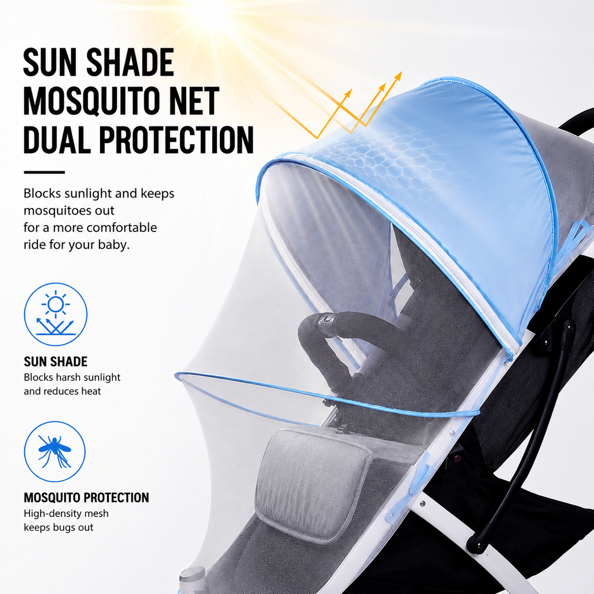 Universal Baby Stroller Sun Shade & Mosquito Net-1