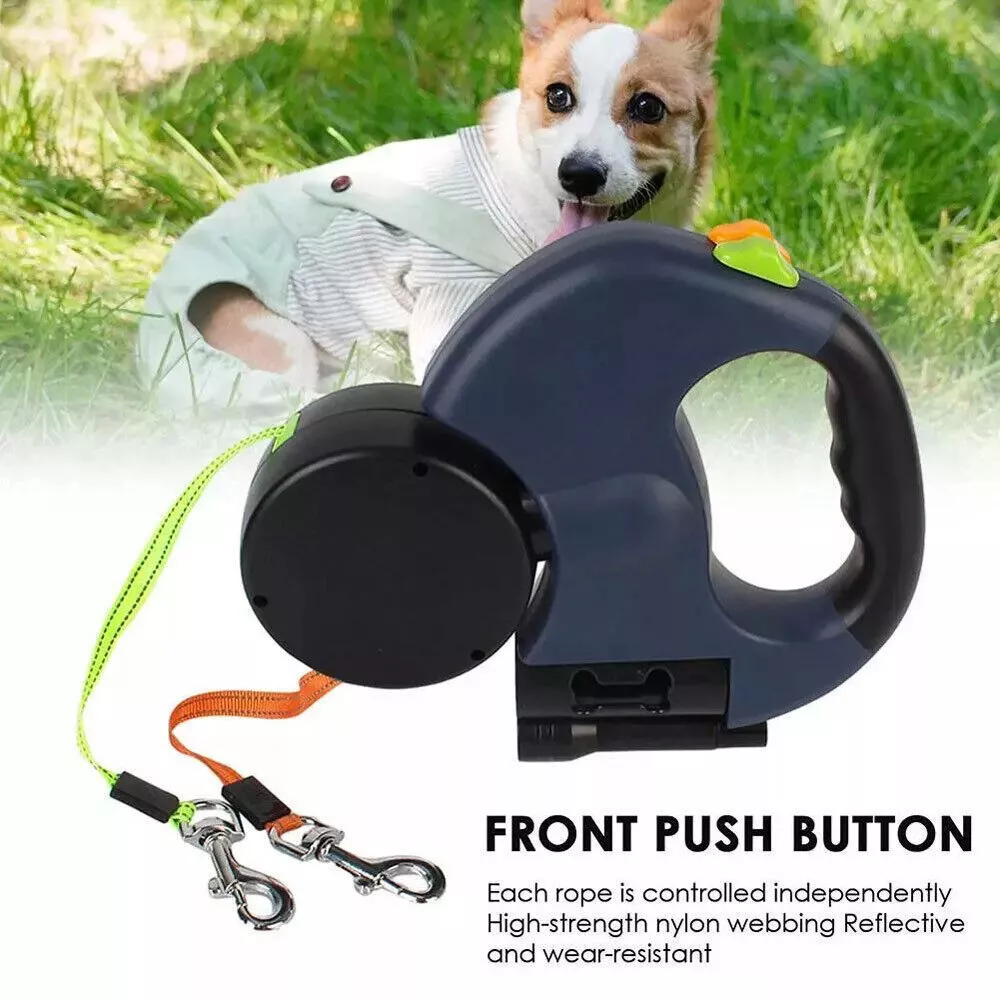 Dual Dog Leash in navy blue for comfortable everyday pet walks