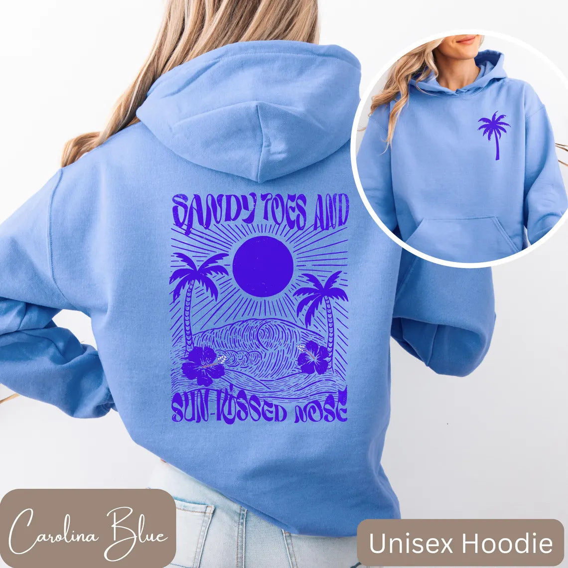 Palm Print Hoodie with Purple Bauhinia for Girls&