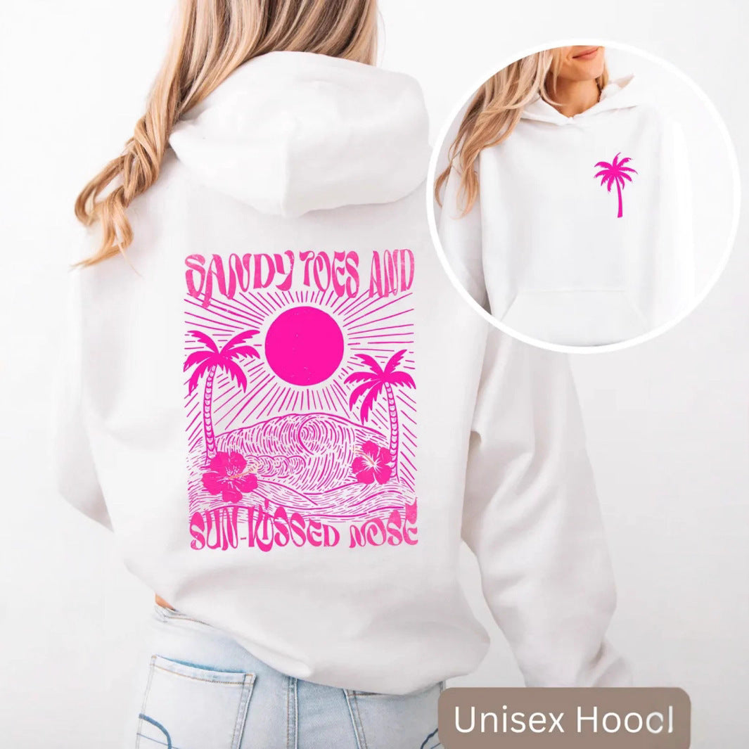 Palm Print Hoodie with Purple Bauhinia for Girls&