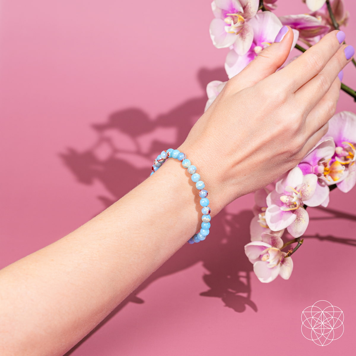 6mm Aqua Terra Jasper Bracelet featuring unique swirling stone patterns