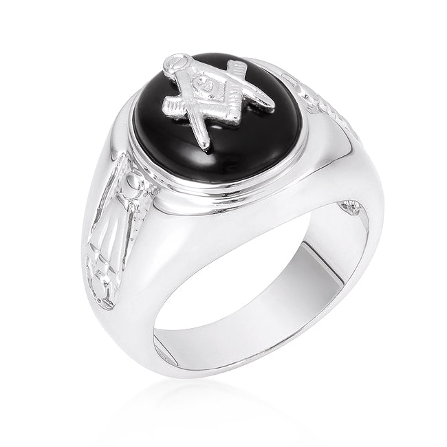 Avera Onyx Mens Ring In Polished Black Stone