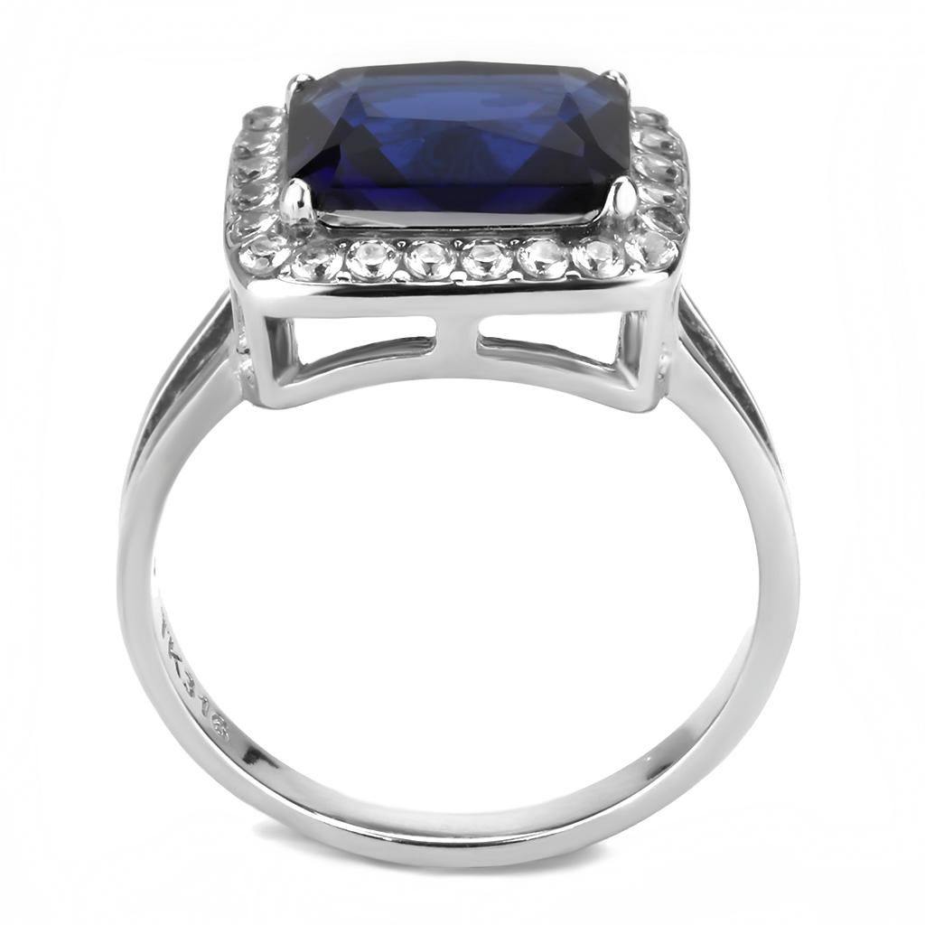 Montana synthetic glass stainless steel ring for women with high polished no-plating finish