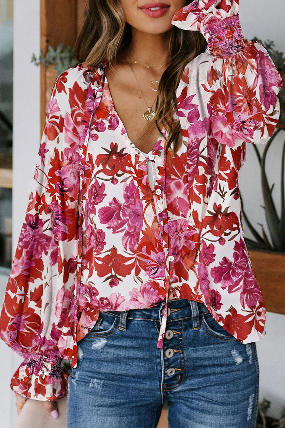 Yellow Cakewalk Floral Smocked Blouse