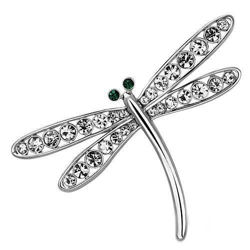 LO2825 - Imitation Rhodium White Metal Brooches with Top Grade Crystal in Clear-0