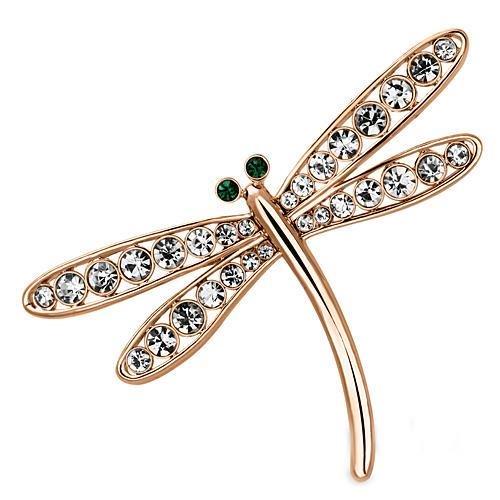 LO2826 - Flash Rose Gold White Metal Brooches with Top Grade Crystal in Clear-0