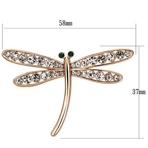 LO2826 - Flash Rose Gold White Metal Brooches with Top Grade Crystal in Clear-1