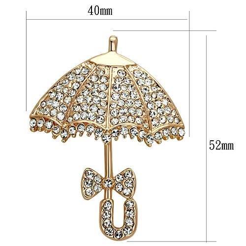 LO2937 - Flash Rose Gold White Metal Brooches with Top Grade Crystal in Clear-1