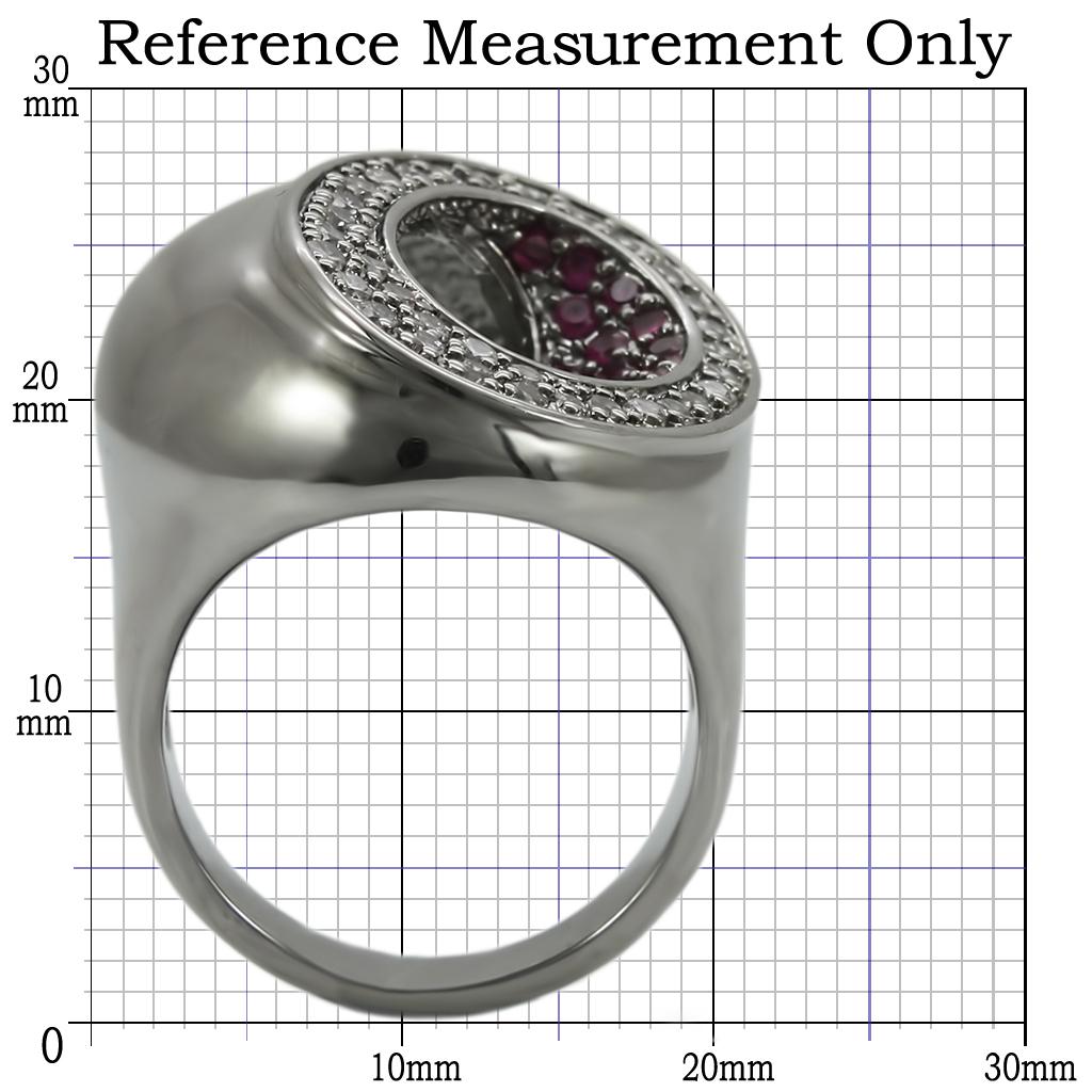 Synthetic ruby garnet ring for women with ruthenium brass finish and red pave stone design