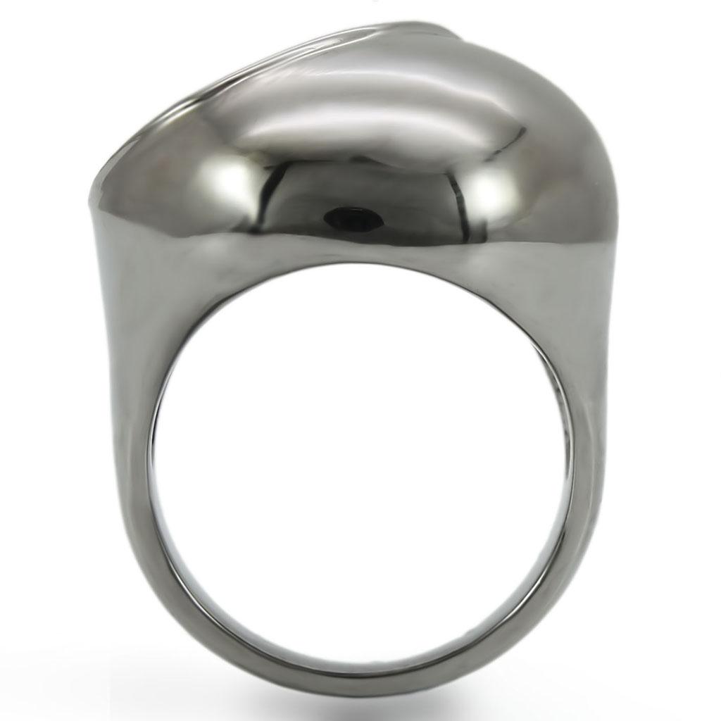 Synthetic ruby garnet ring for women with ruthenium brass finish and red pave stone design