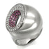 Synthetic ruby garnet ring for women with ruthenium brass finish and red pave stone design