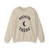 Moon Tribe Sweatshirt in Neutral Sand color featuring a vintage MOON TRIBE graphic and crescent moon design.