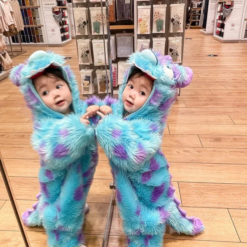 Cute Animal Baby Jumpsuit With Hooded Zipper – Warm Winter Romper