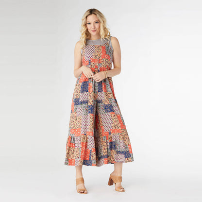 Serenity Patchwork Jumpsuit with Side Pockets