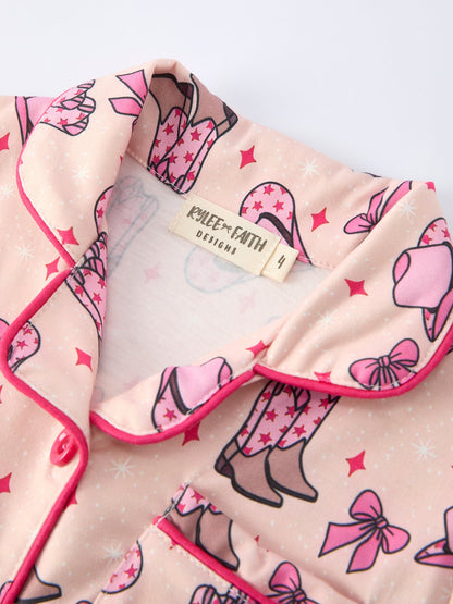 Mommy &amp; Me Western Print Ruffle Pajama Set
