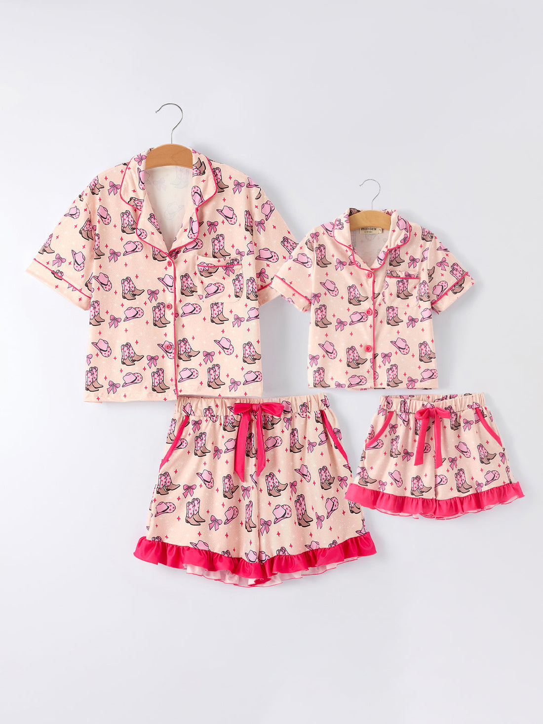 Mommy &amp; Me Western Print Ruffle Pajama Set