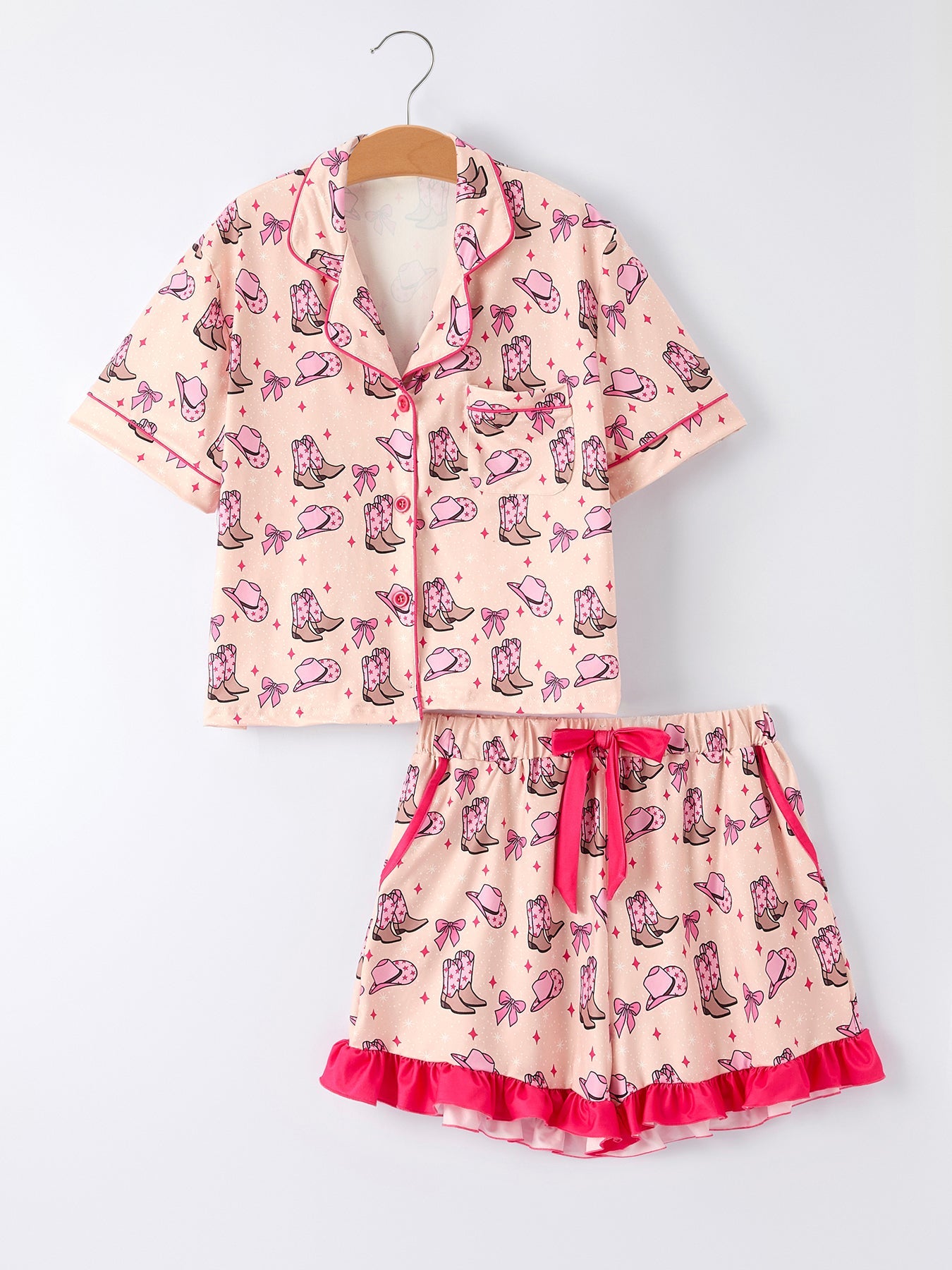 Mommy &amp; Me Western Print Ruffle Pajama Set