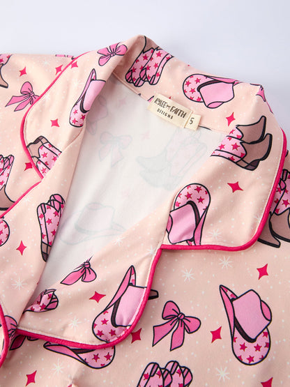 Mommy &amp; Me Western Print Ruffle Pajama Set