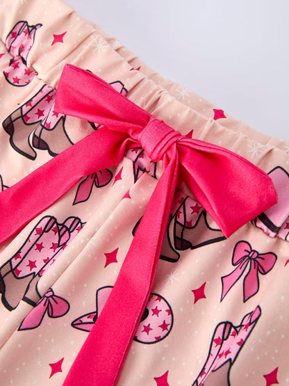 Mommy &amp; Me Western Print Ruffle Pajama Set
