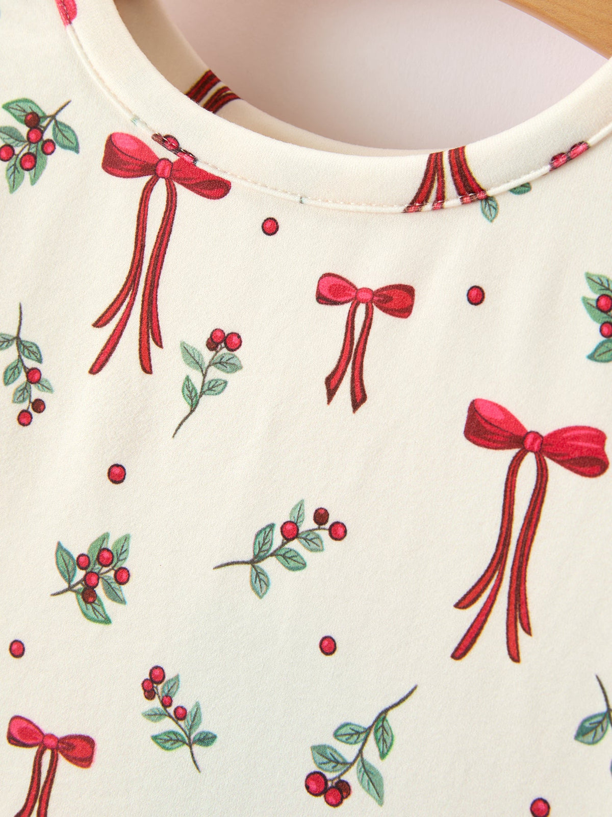 Girls Christmas Bow &amp; Berry Print Twirl Dress