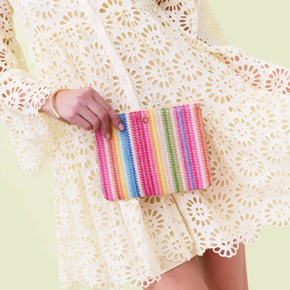 Bracelet Pouch - Bright Raffia Clutch Bag