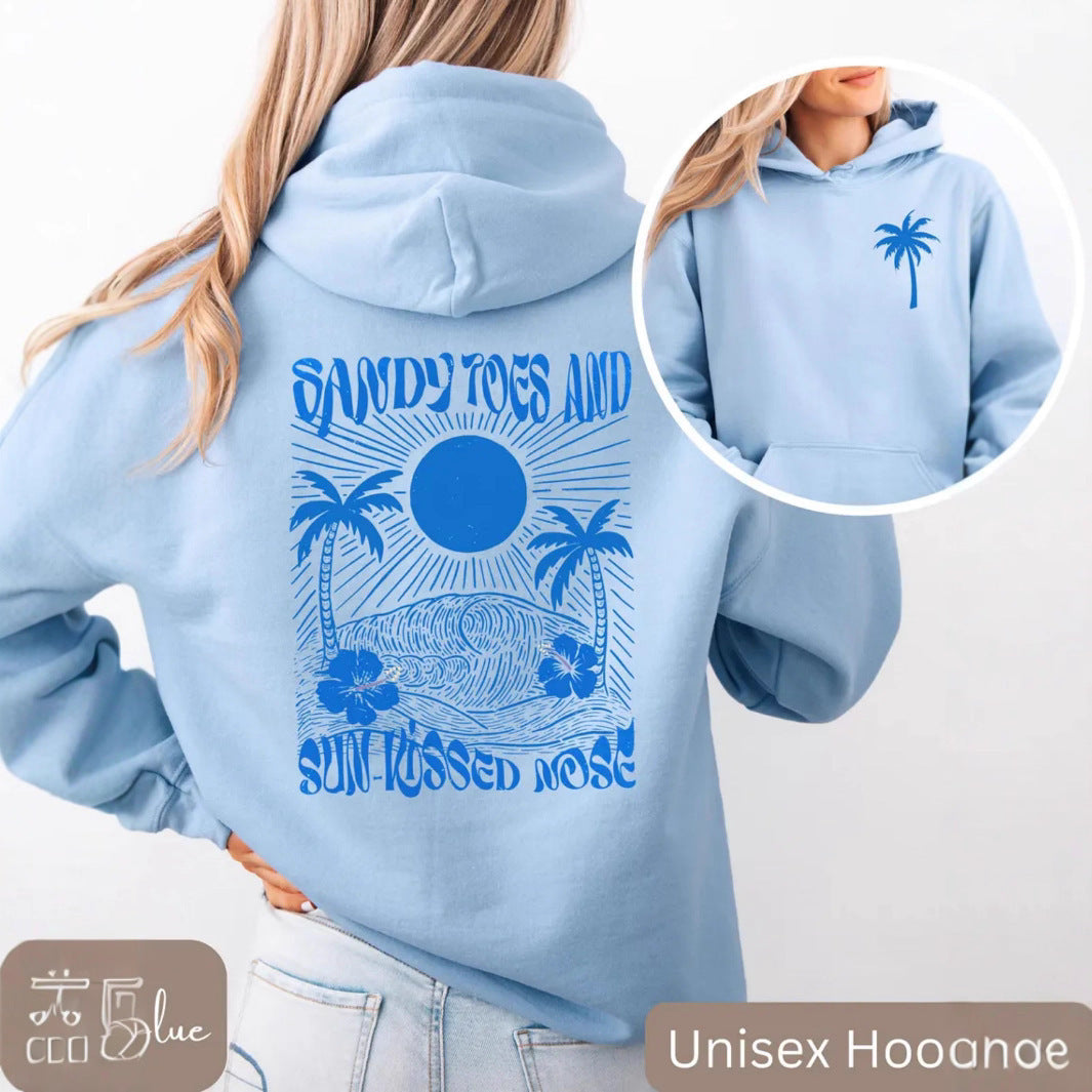 Palm Print Hoodie with Purple Bauhinia for Girls&