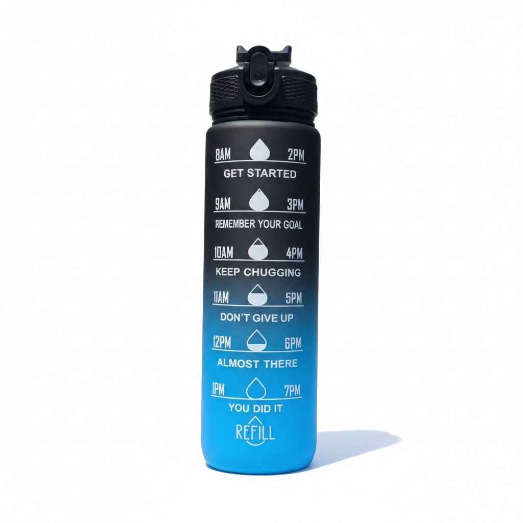 32 oz Gradient Water Bottle with Straw &amp; Motivational Time Markers