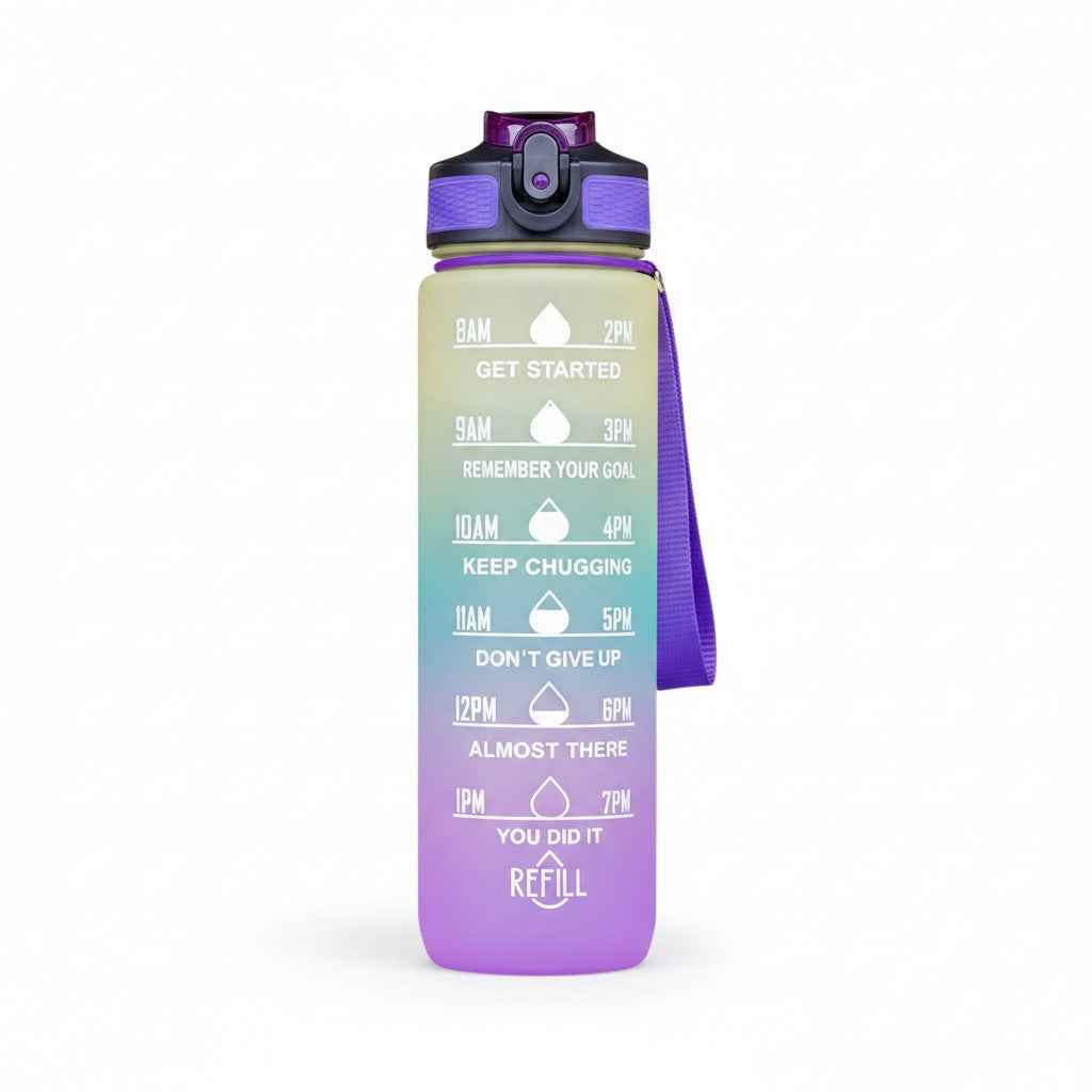 32 oz Gradient Water Bottle with Straw &amp; Motivational Time Markers