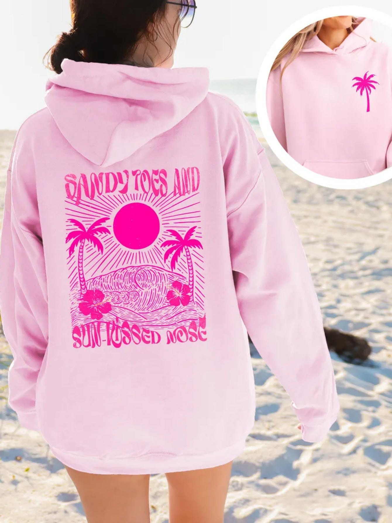 Palm Print Hoodie with Purple Bauhinia for Girls&