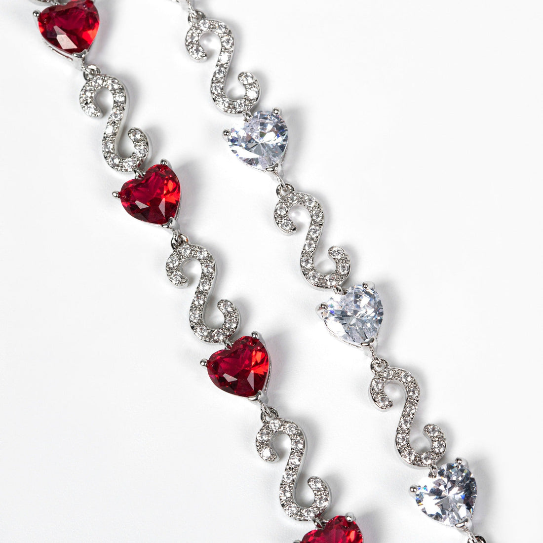 S925 Silver Number-Spliced Heart &amp; Cubic Zirconia Bracelet