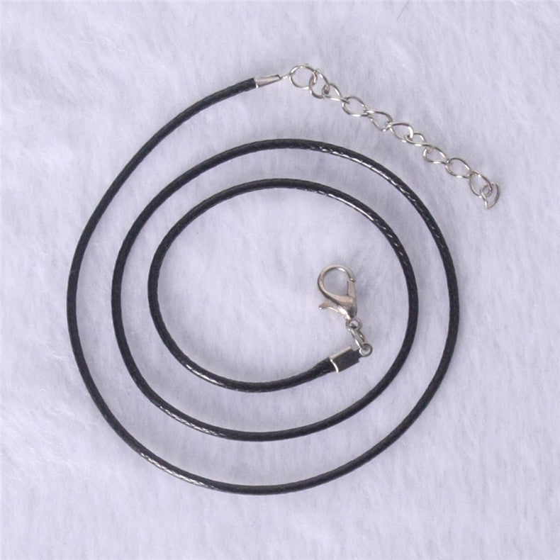 White K Plated Necklace with KC Gold Chain and Wax Rope