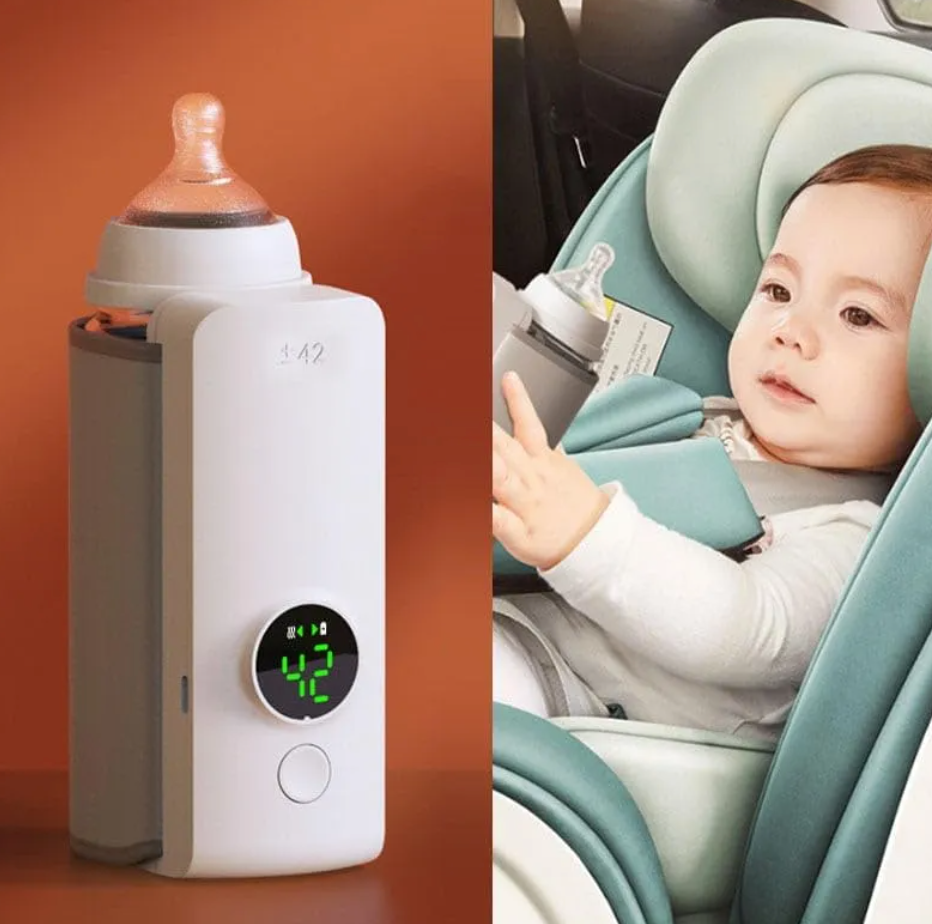Portable Wireless Baby Bottle Warmer – USB Rechargeable 42°C Milk Warmer
