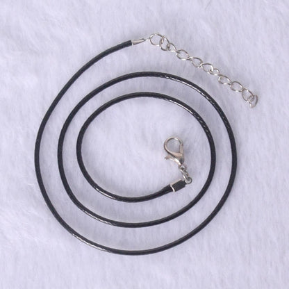 White K Plated Necklace with KC Gold Chain and Wax Rope