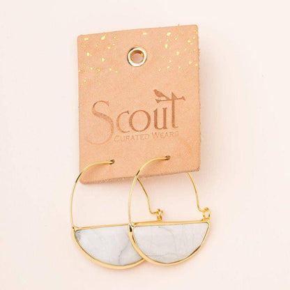 Amazonite Stone Prism Hoop Earrings