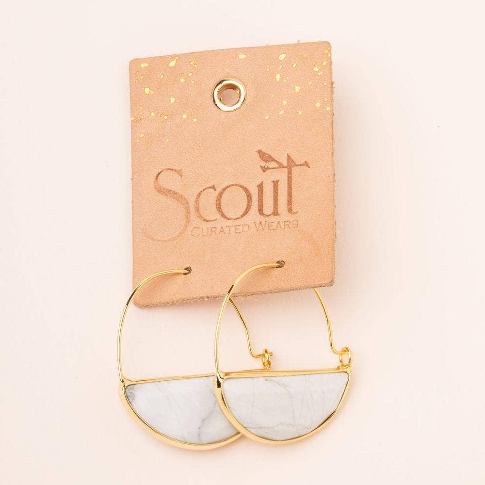 Blue Howlite Stone Prism Hoop Earrings