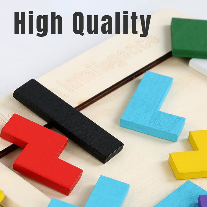 3D Colorful Wooden Tangram Puzzle Educational Toy
