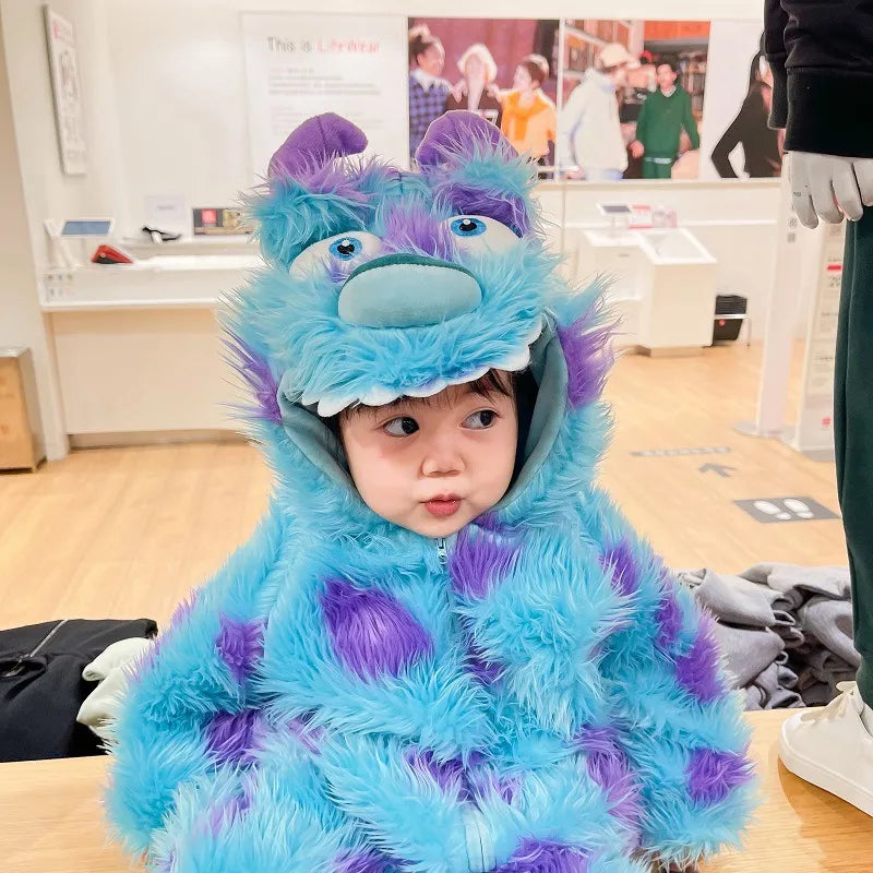 Cute Animal Baby Jumpsuit With Hooded Zipper – Warm Winter Romper