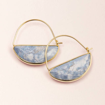 Blue Howlite Stone Prism Hoop Earrings