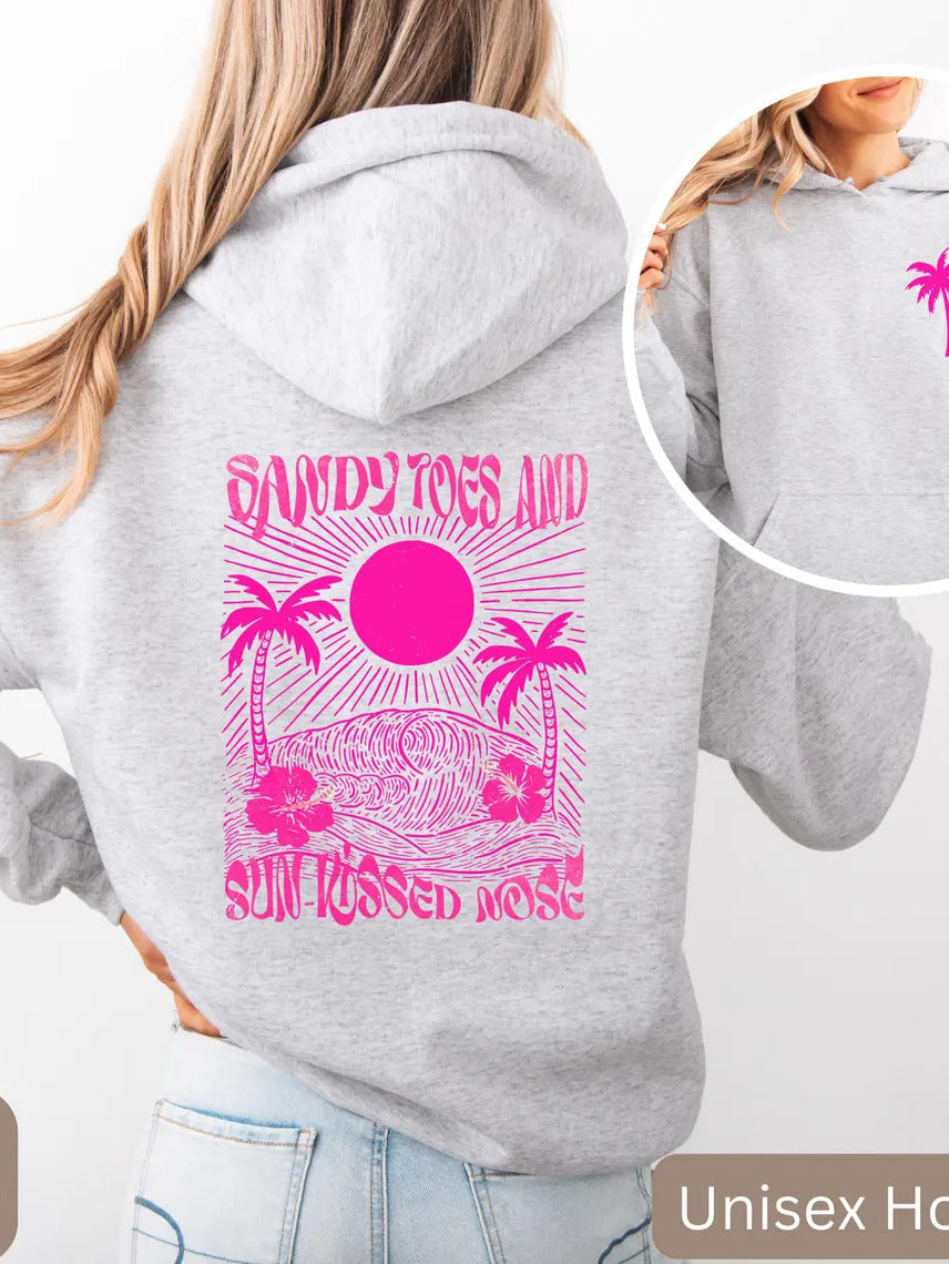 Palm Print Hoodie with Purple Bauhinia for Girls&