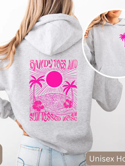 Palm Print Hoodie with Purple Bauhinia for Girls&