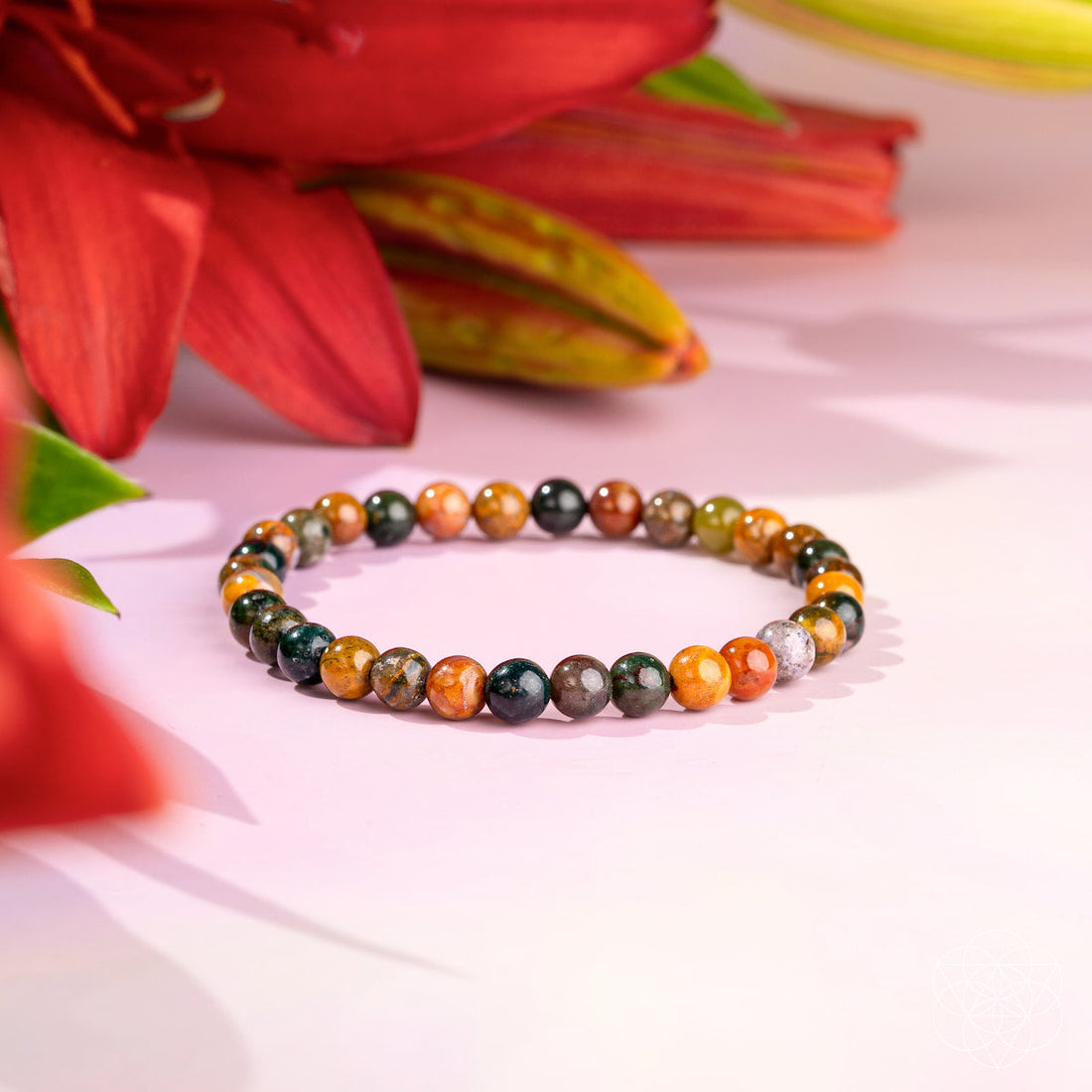 Ocean Jasper Bracelet with polished 6mm natural stone beads