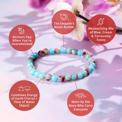 Natural Aqua Terra Jasper Bracelet styled with elegant everyday jewelry