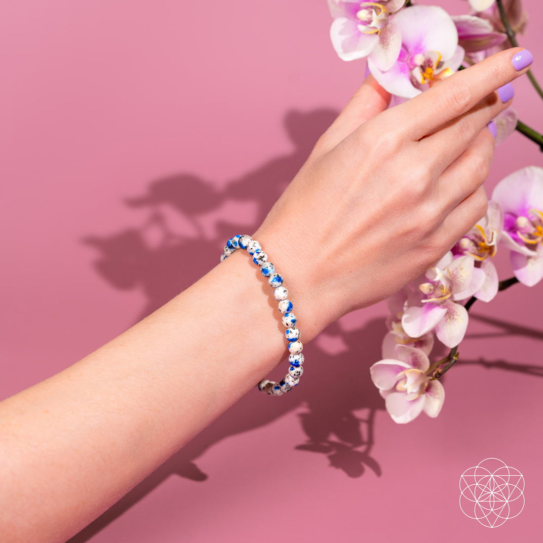 Rare K2 Stone Bracelet featuring white granite and blue mineral details
