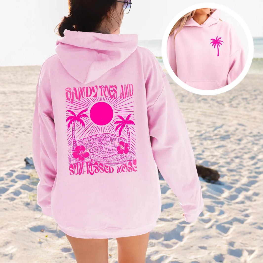 Palm Print Hoodie with Purple Bauhinia for Girls&