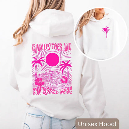 Palm Print Hoodie with Purple Bauhinia for Girls&