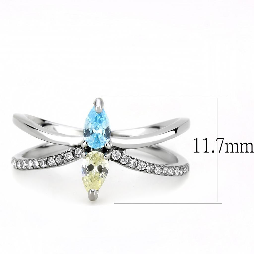 DA271 high polished stainless steel ring with multicolor AAA grade CZ