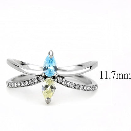 DA271 high polished stainless steel ring with multicolor AAA grade CZ