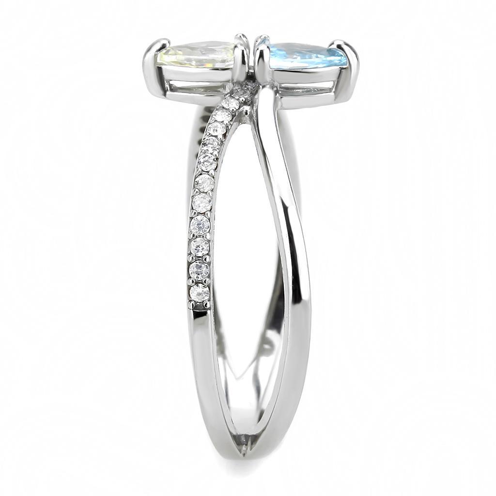 DA271 high polished stainless steel ring with multicolor AAA grade CZ