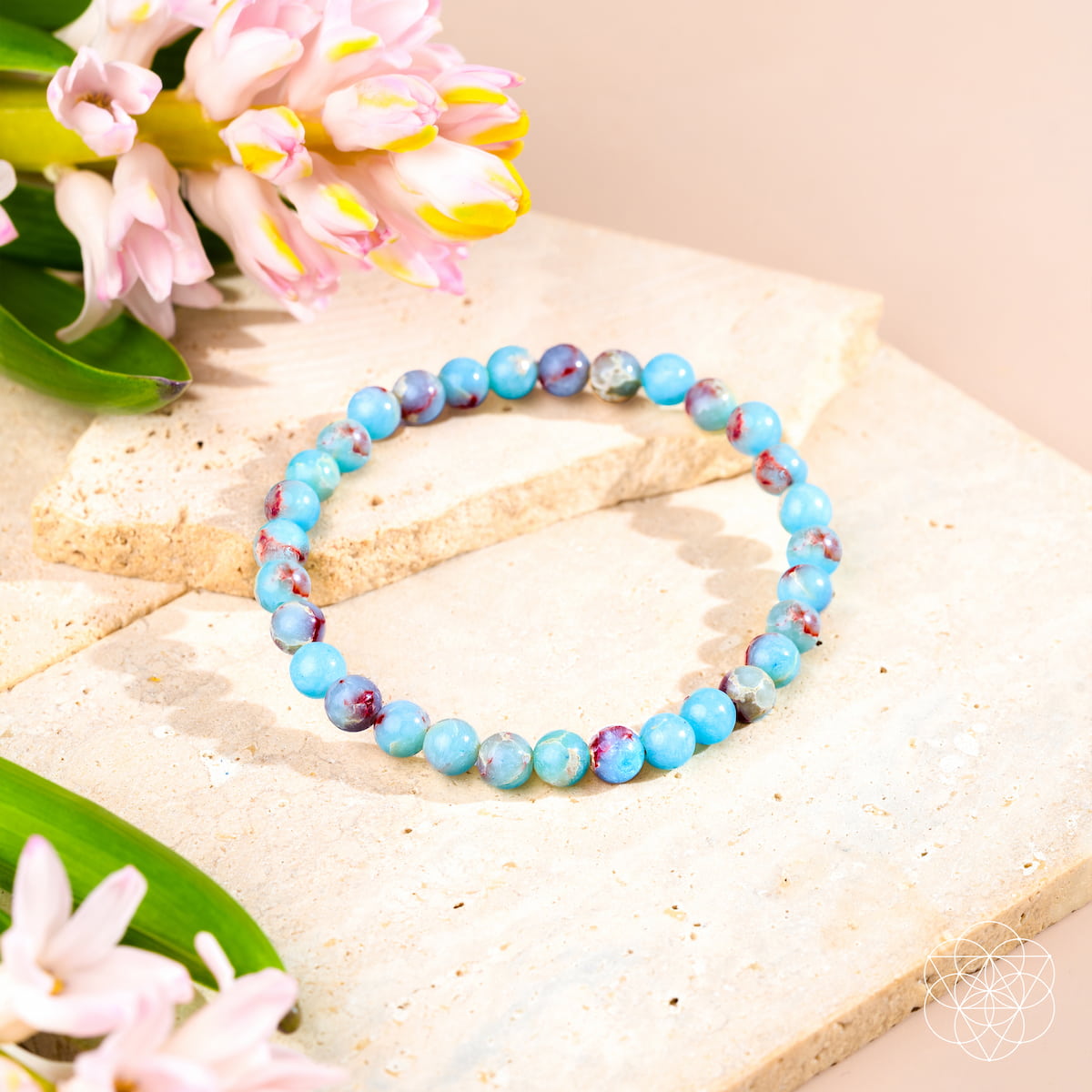 Aqua Terra Jasper Bracelet with natural 6mm stone beads